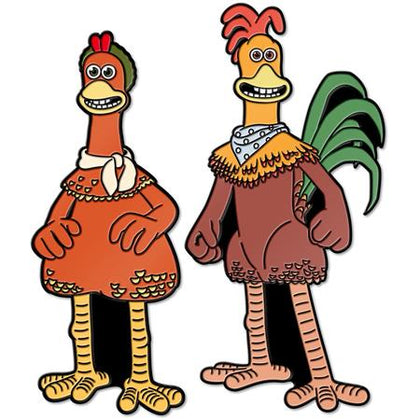 Aardman 50 Chicken Run Dotn Rocky and Ginger Enamel Pin Badge Set Standard