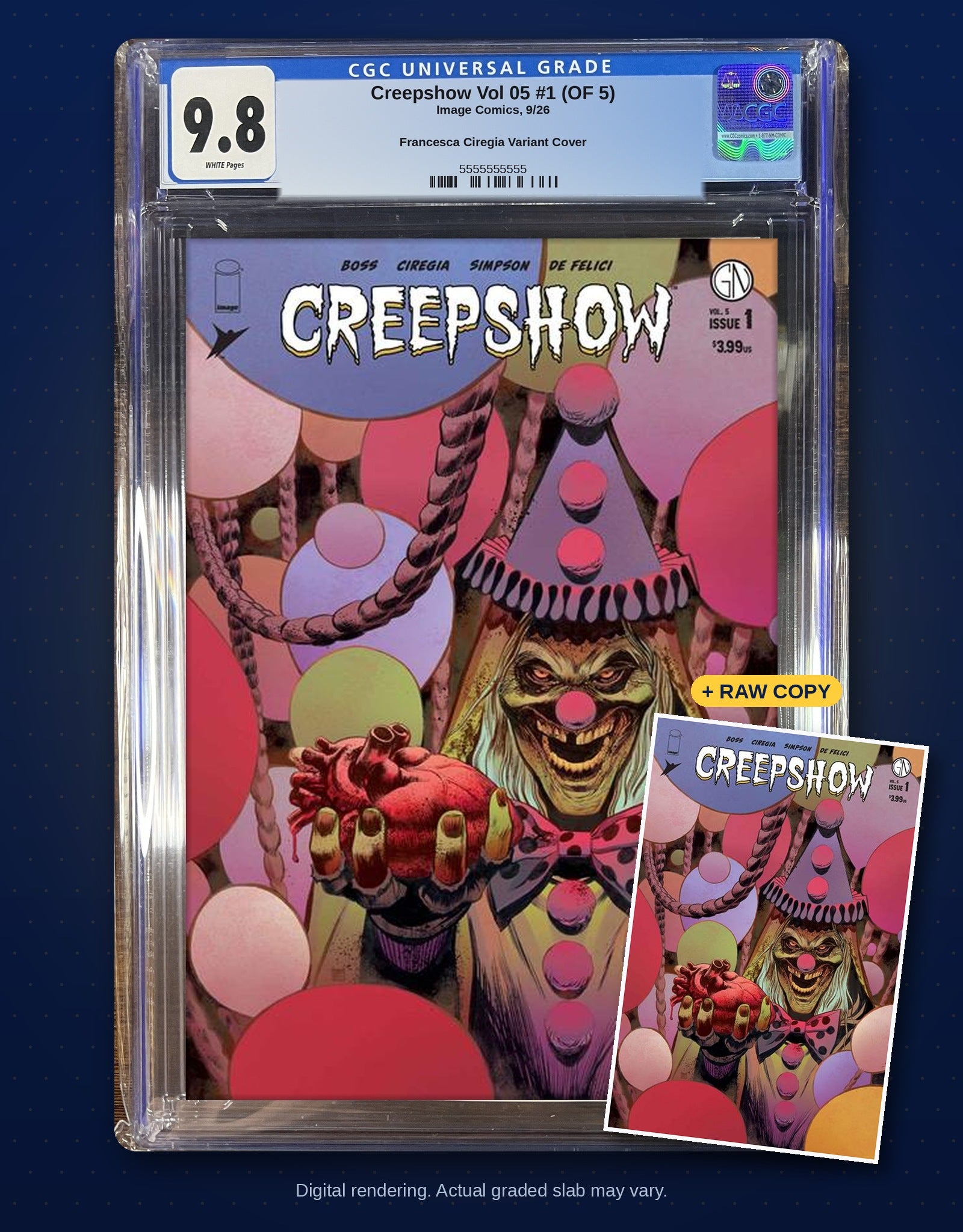 Raw plus CGC 9.8 bundle digital rendering