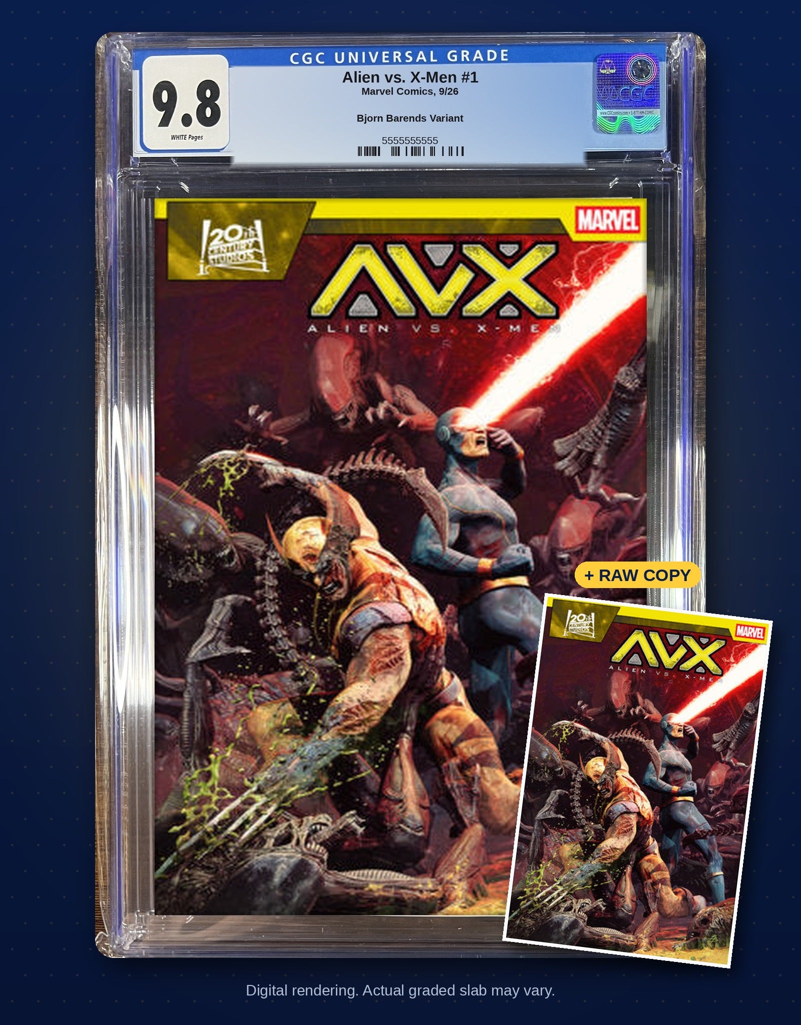 Raw plus CGC 9.8 bundle digital rendering