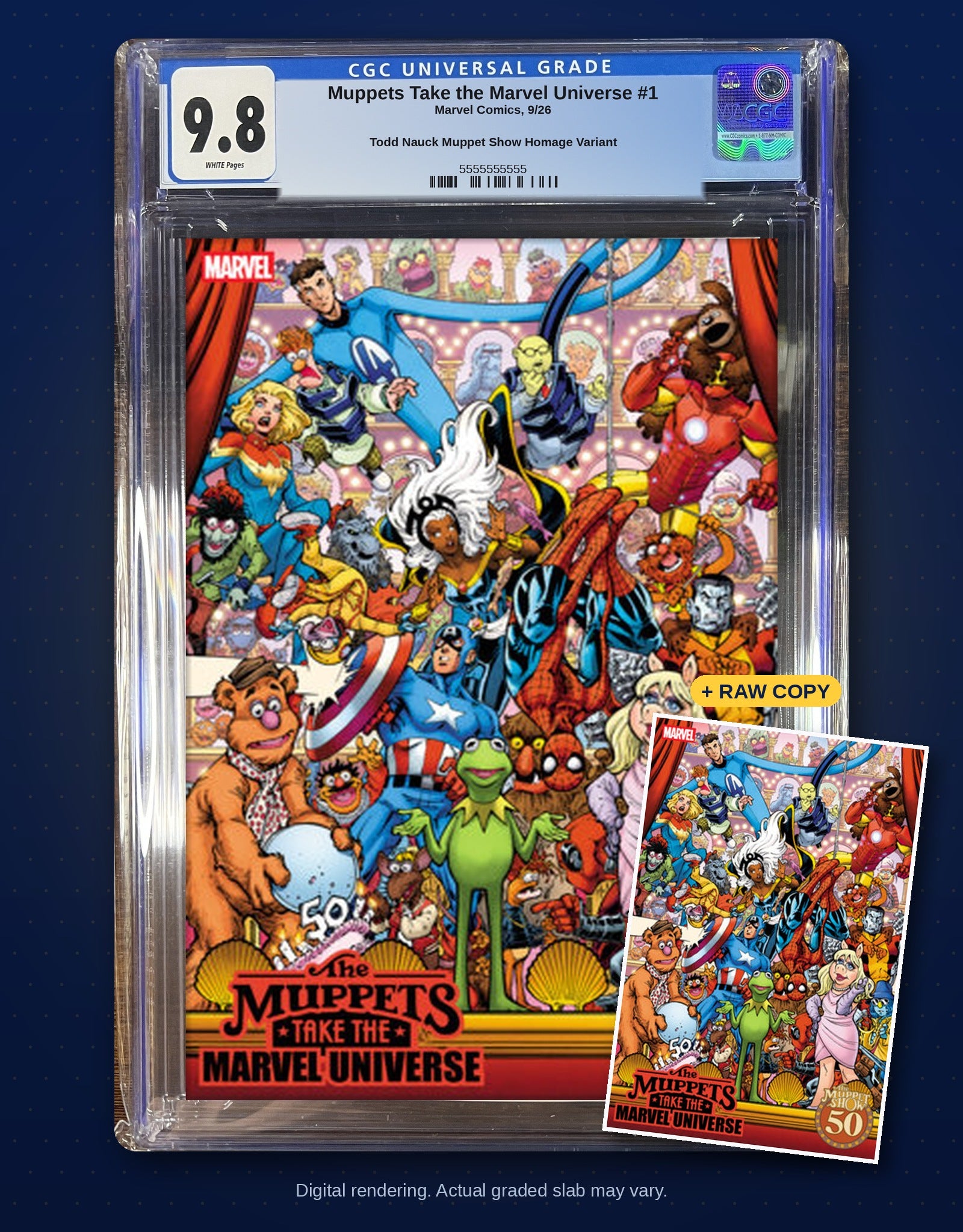 Raw plus CGC 9.8 bundle digital rendering