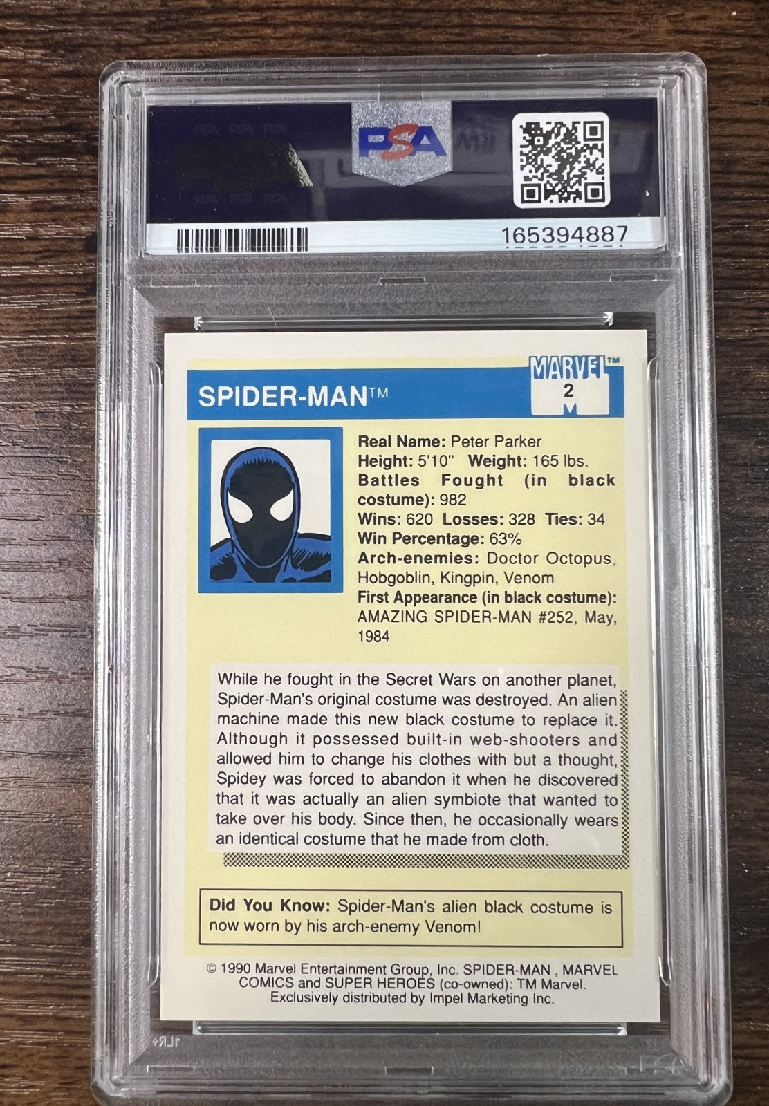 1990 Marvel Universe #2 Spider-Man Impel PSA 9 Mint