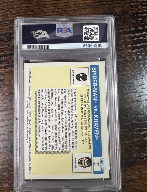 1990 Marvel Universe #92 Spider-Man vs Kraven Impel PSA 9 Mint