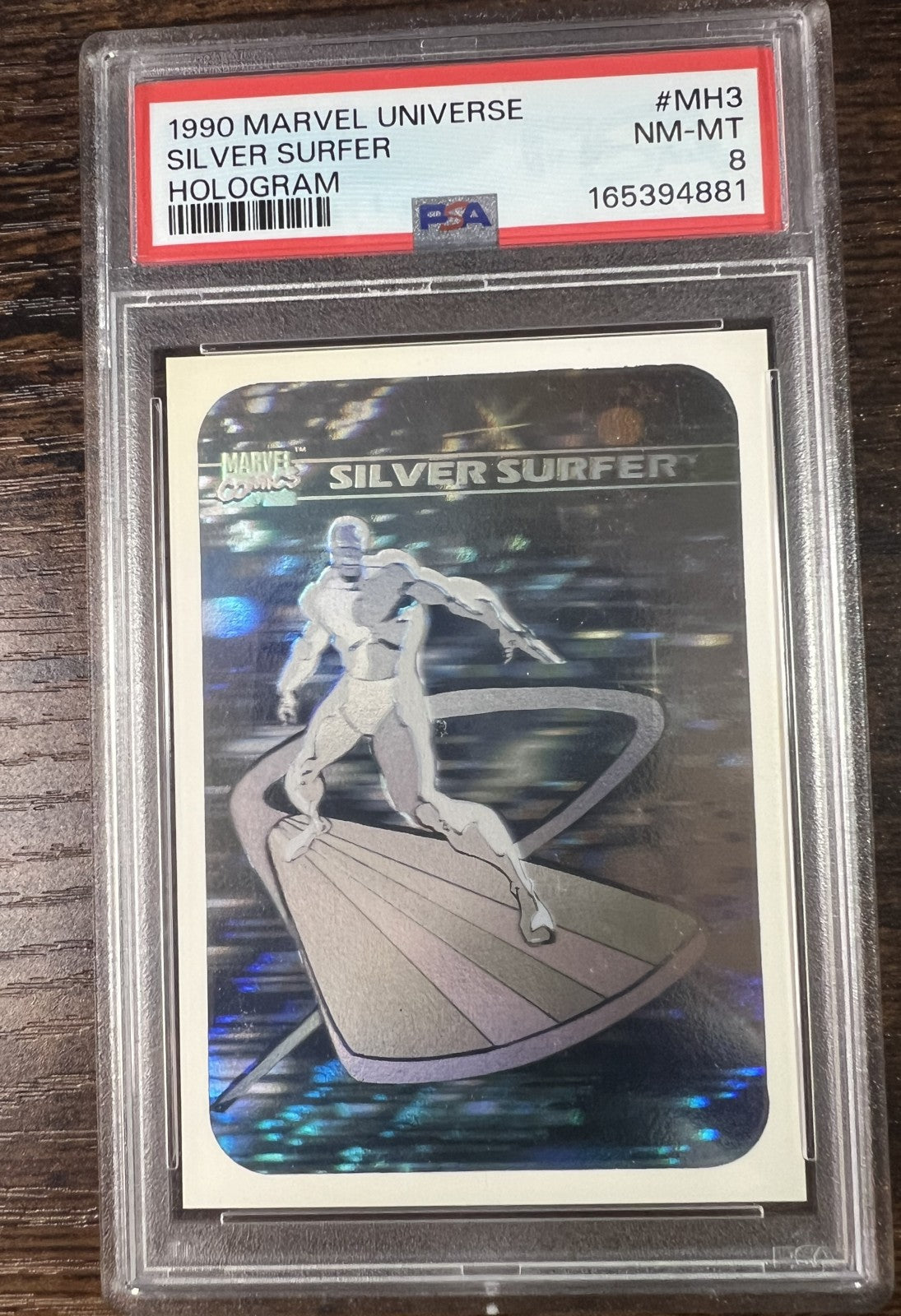 1990 Marvel Universe MH3 Silver Surfer Hologram Impel PSA 8 NM-MT