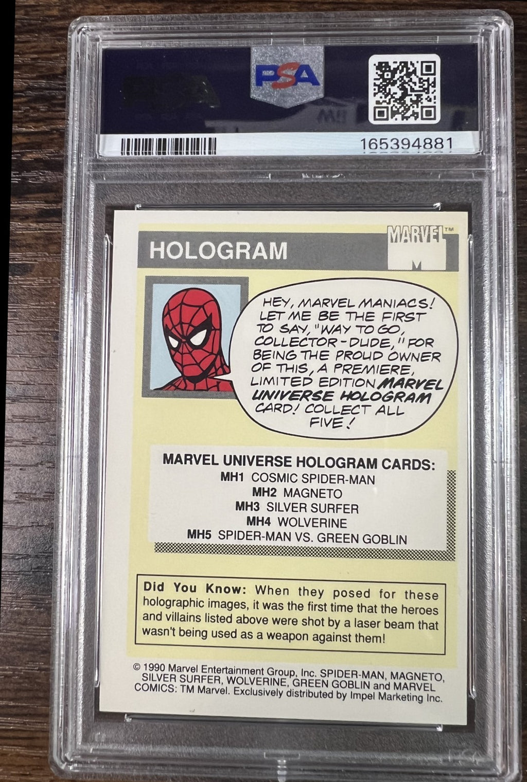 1990 Marvel Universe MH3 Silver Surfer Hologram Impel PSA 8 NM-MT