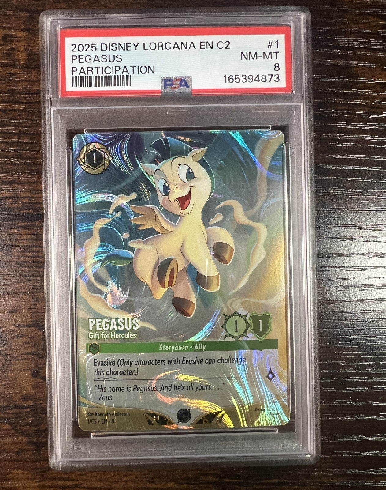 2025 Disney Lorcana C2 #1 Pegasus Gift for Hercules Participation Promo PSA 8