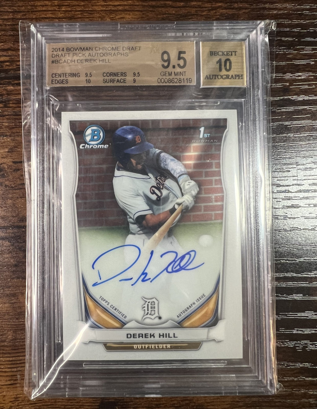 2014 Bowman Chrome Draft Derek Hill Autograph BGS 9.5 Gem Mint Auto 10